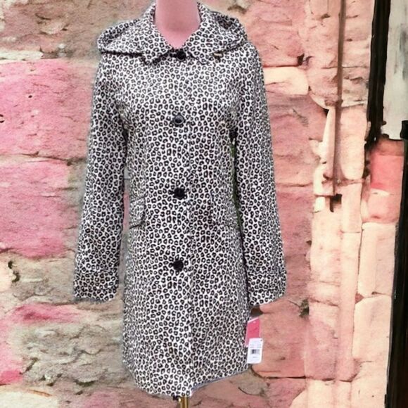 KATE SPADE NWT LEOPARD PRINT 34” TRENCH RAIN COAT JACKET SMALL - Picture 6 of 13